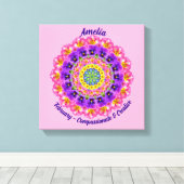 Februari Geboortebloem Gepersonaliseerde Mandala Z Canvas Afdruk (Insitu (Houten vloer))