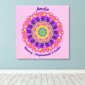 Februari Geboortebloem Gepersonaliseerde Mandala Z Canvas Afdruk (Insitu (Houten vloer))