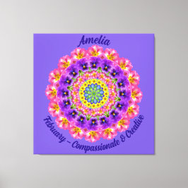 Februari Geboortebloem Gepersonaliseerde Mandala Z Canvas Afdruk