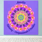 Februari Geboortebloem Gepersonaliseerde Mandala Z Canvas Afdruk (Insitu (Houten vloer))