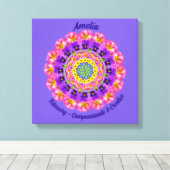 Februari Geboortebloem Gepersonaliseerde Mandala Z Canvas Afdruk (Insitu (Houten vloer))