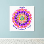 Februari Geboortebloem Gepersonaliseerde Mandala Z Canvas Afdruk (Insitu (Houten vloer))