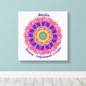 Februari Geboortebloem Gepersonaliseerde Mandala Z Canvas Afdruk (Insitu (Houten vloer))