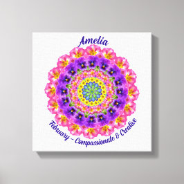 Februari Geboortebloem Gepersonaliseerde Mandala Z Canvas Afdruk