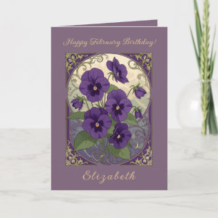 Februari Geboortebloem Viola Bloemen Art Nouveau S Kaart