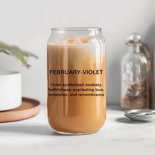Februari Geboortebloem Violet met aangepaste naam Blikvorm Glas
