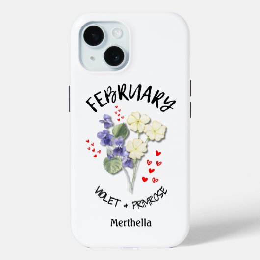 FEBRUARI Geboortemaand Bloem Aangepaste naam Case-Mate iPhone Case (Achterkant)