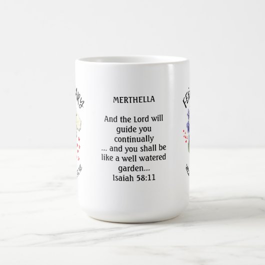 FEBRUARI Geboortemaand Bloem Gepersonaliseerd Chri Koffiemok (Center)