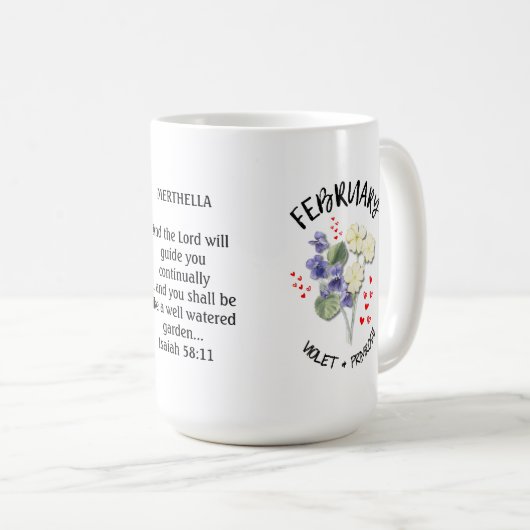 FEBRUARI Geboortemaand Bloem Gepersonaliseerd Chri Koffiemok (Voorkant rechts)