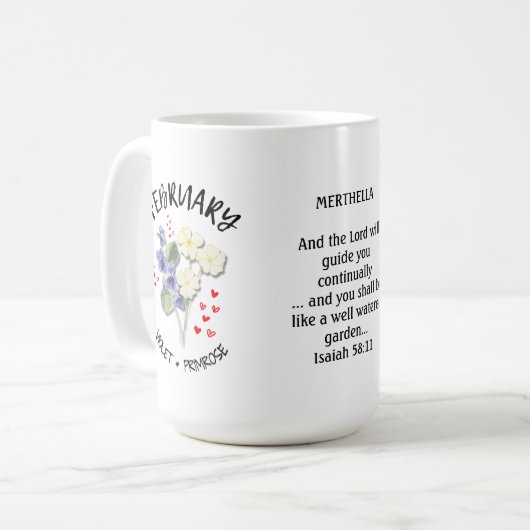 FEBRUARI Geboortemaand Bloem Gepersonaliseerd Chri Koffiemok (Voorkant links)