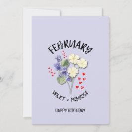 FEBRUARI Geboortemaand Bloem Verjaardag Kaart