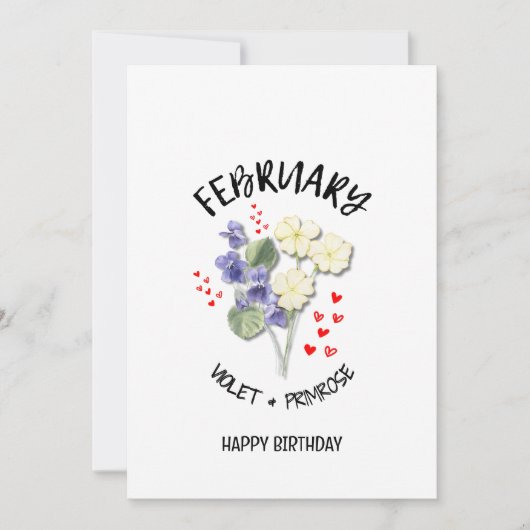 FEBRUARI Geboortemaand Bloem Verjaardag Kaart (Voorkant)