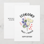 FEBRUARI Geboortemaand Bloem Verjaardag Kaart (Voorkant / Achterkant)
