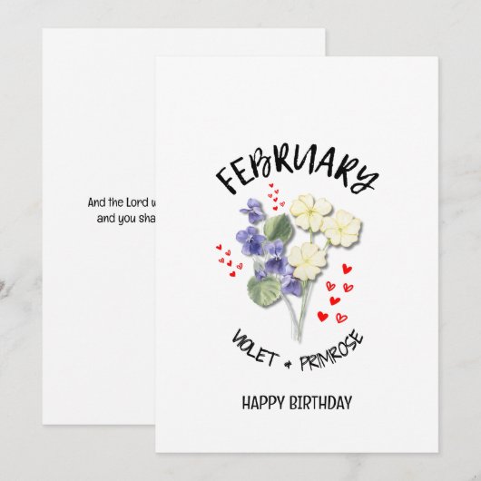 FEBRUARI Geboortemaand Bloem Verjaardag Kaart (Voorkant / Achterkant)