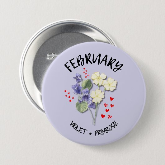 FEBRUARI Geboortemaand Bloem Verjaardag Ronde Button 7,6 Cm (Voorkant /achterkant)