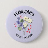 FEBRUARI Geboortemaand Bloem Verjaardag Ronde Button 7,6 Cm (Voorkant)