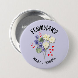 FEBRUARI Geboortemaand Bloem Verjaardag Ronde Button 7,6 Cm