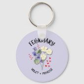  FEBRUARI Geboortemaand Bloem Verjaardag Sleutelhanger (Achterkant)