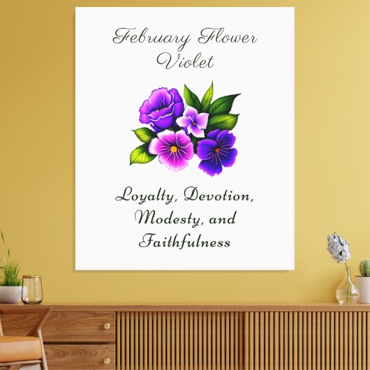 Februari Geboortemaand Bloem Violet Delicate Bloem Canvas Afdruk (Insitu (Woonkamer))