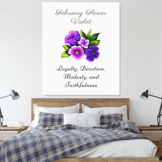 Februari Geboortemaand Bloem Violet Delicate Bloem Canvas Afdruk (Insitu (Slaapkamer))
