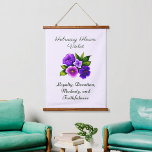 Februari Geboortemaand Bloem Violet Delicate Bloem Hangend Wandkleed