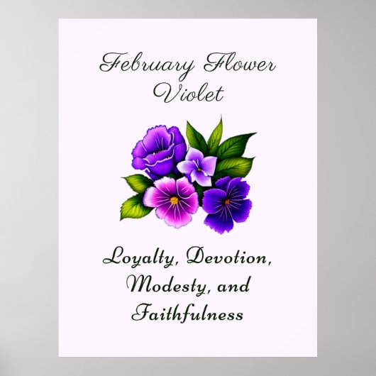 Februari Geboortemaand Bloem Violet Delicate Bloem Poster (Voorkant)