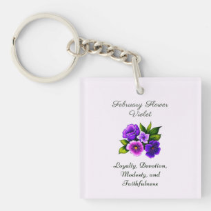 Februari Geboortemaand Bloem Violet Delicate Bloem Sleutelhanger