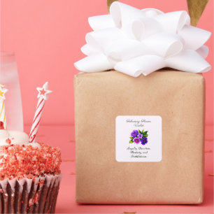 Februari Geboortemaand Bloem Violet Delicate Bloem Vierkante Sticker