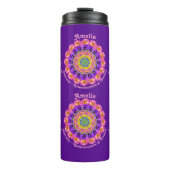 Februari Geboortemaand Bloemen Custom Mandala Zen Thermosbeker (Voorkant)