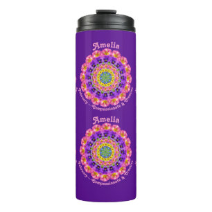 Februari Geboortemaand Bloemen Custom Mandala Zen Thermosbeker