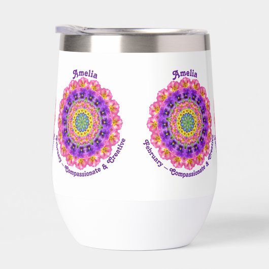 Februari Geboortemaand Bloemen Violet Mandala (Rechts)