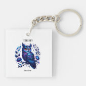 Februari Geboortemaand Spirit Animal Owl Sleutelhanger (Achterkant)