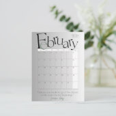 Februari Grijs Moderne Maandkalender 2025 Briefkaart (Staand voorkant)