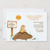 Februari Groundhog Dag Birthday Uitnodiging (Voorkant)