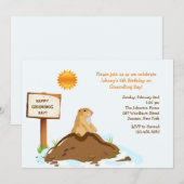 Februari Groundhog Dag Birthday Uitnodiging (Voorkant / Achterkant)