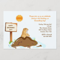 Februari Groundhog Dag Birthday Uitnodiging