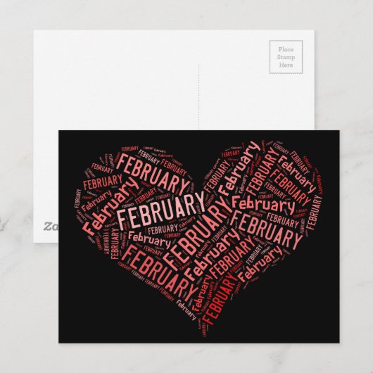 Februari Heart Briefkaart (Voorkant / Achterkant)