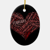 Februari Heart Keramisch Ornament (Voorkant)