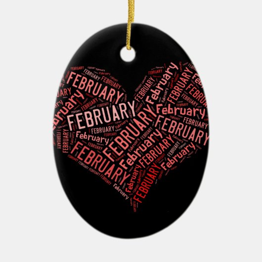 Februari Heart Keramisch Ornament (Voorkant)