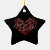 Februari Heart Keramisch Ornament (Voorkant)