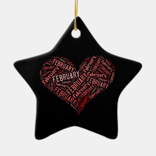 Februari Heart Keramisch Ornament (Voorkant)