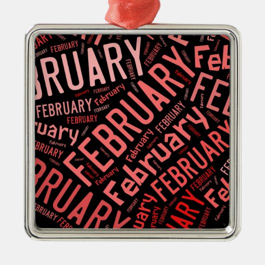 Februari Heart Metalen Ornament (Voorkant)