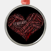 Februari Heart Metalen Ornament (Voorkant)