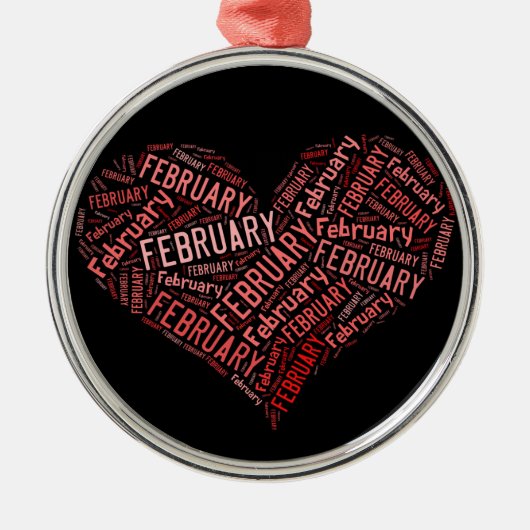 Februari Heart Metalen Ornament (Voorkant)