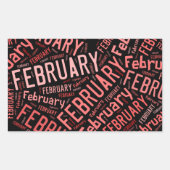 Februari Heart Rechthoekige Sticker (Voorkant)