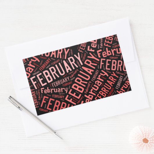 Februari Heart Rechthoekige Sticker (Envelop)