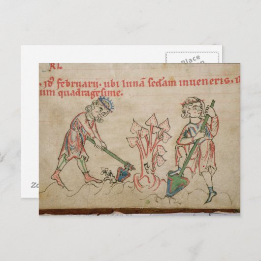 Februari: hoeing briefkaart (Voorkant / Achterkant)