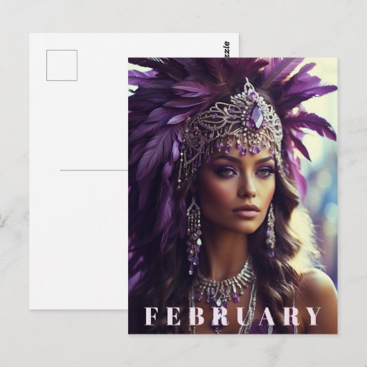 *~* FEBRUARI Hoofdadres AP53 Boho AMETHYST Briefkaart (Voorkant / Achterkant)