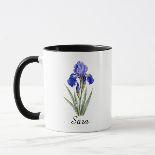 Februari Iris Geboortebloem Mok Cadeau (Links)