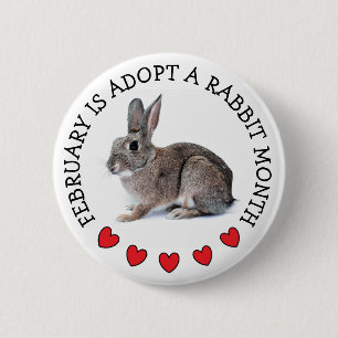 Februari is Adopt a Rabbit-maand Ronde Button 5,7 Cm
